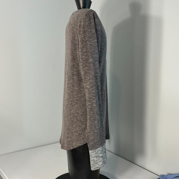 Bella Swan Elana Gilbert Long Sleeve Top Womens Large Brown/Gray Stretch - Picture 2 of 11